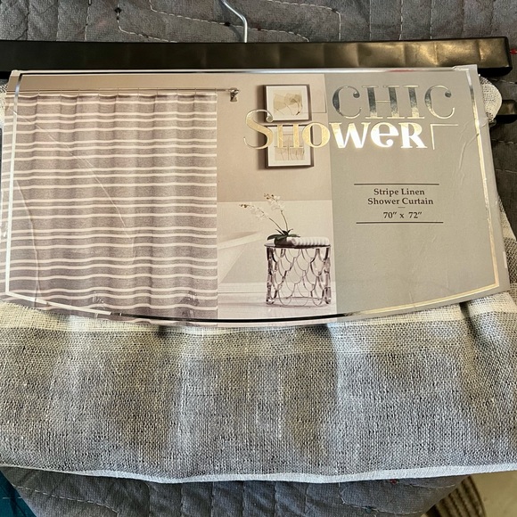 Wayfair gray and cream striped shower curtain - Picture 3 of 3